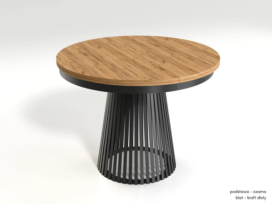 Modny stół Garda z możliwością rozłożenia czarnej nogi