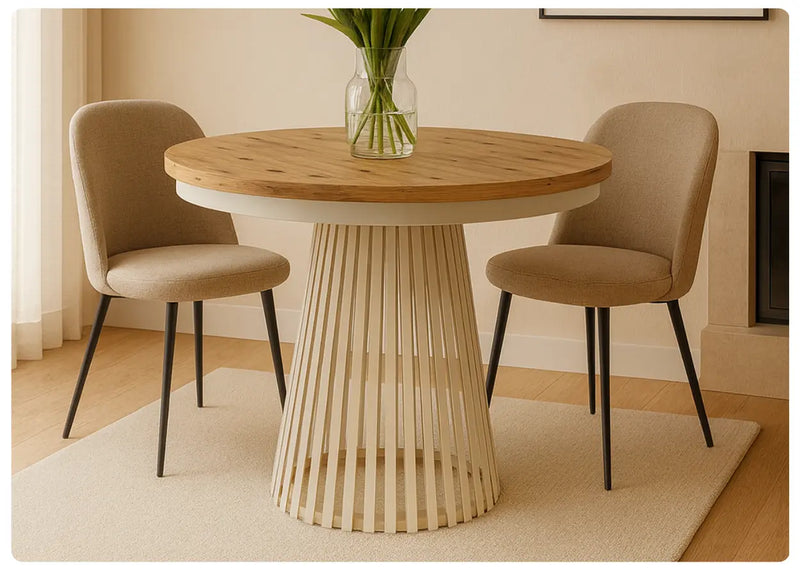 Stół garda z blatem w kolorze craft złoty oraz kaszmirową nogą