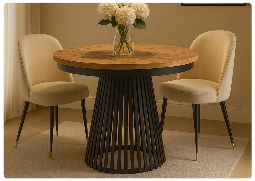 Stół Garda craft złoty i czarna rozkładana noga