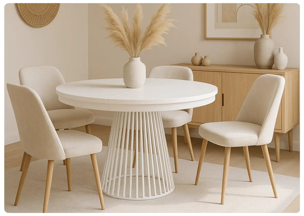 Stół Garda biały blat i biała noga w aranzacji