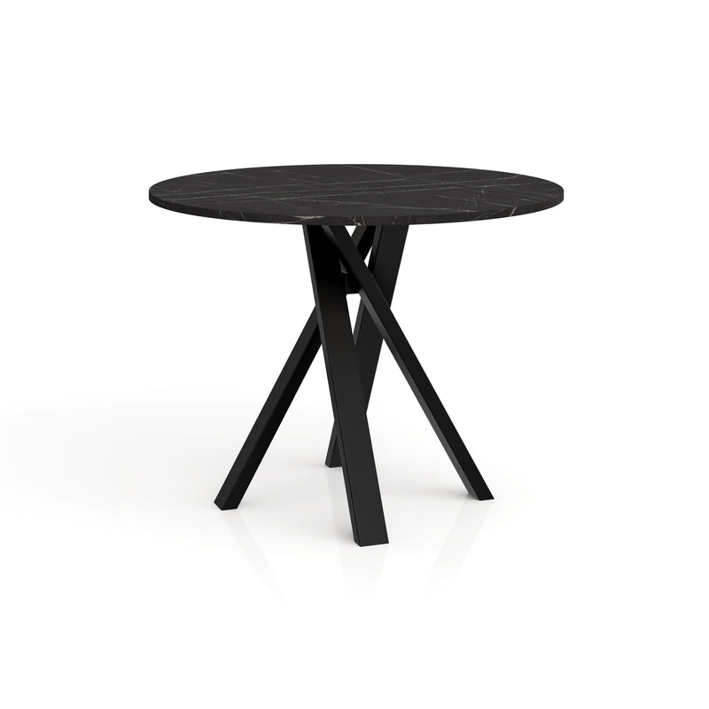 Okrągły stół czarny ciemny marmur Iberis