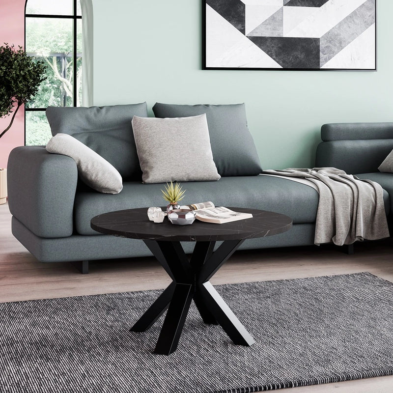 Stolik kawowy Nox - Nowoczesny design i funkcjonalność  jasny marmur w aranżacji