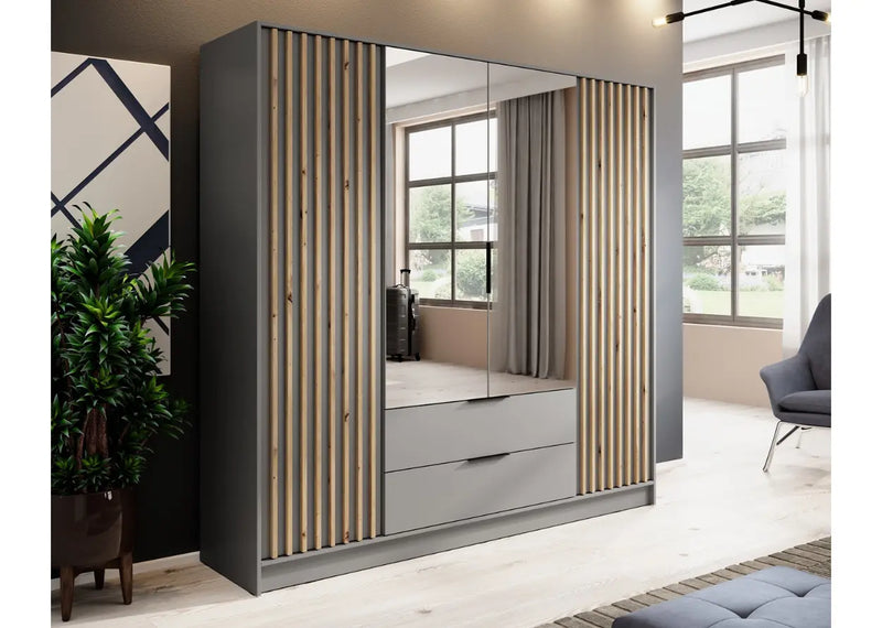 Szafa uchylana z lamelami i lustrem Nelly