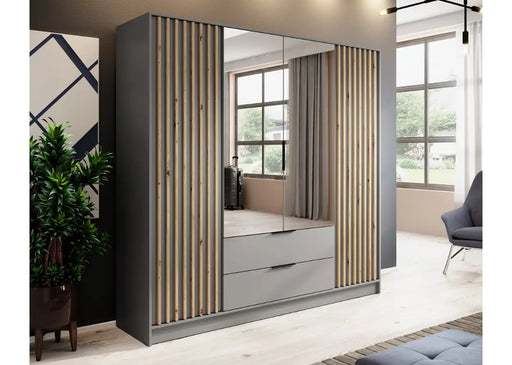 Szafa uchylana z lamelami i lustrem Nelly