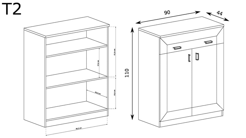 Komoda w stylu angielskim z rozmiarami.