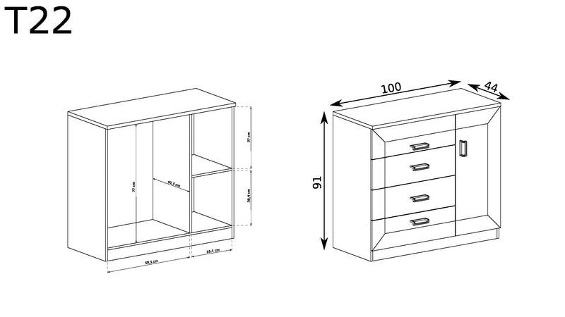 Mała komoda 100 cm do salonu i sypialni z wymiarami.