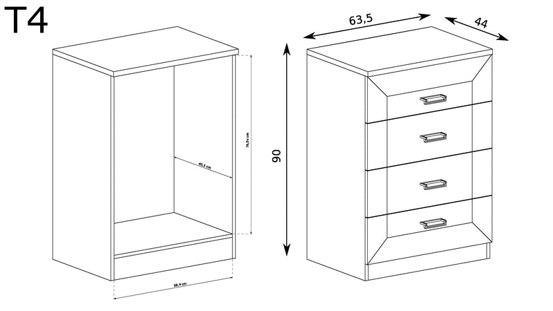 Wąska komoda z szufladami w stylu angielskim z wymiarami