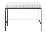 Biała toaletka z szufladami na czarnych nogach 