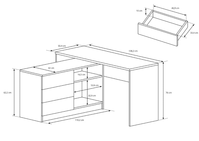 Wymiary biurka Tavvo
