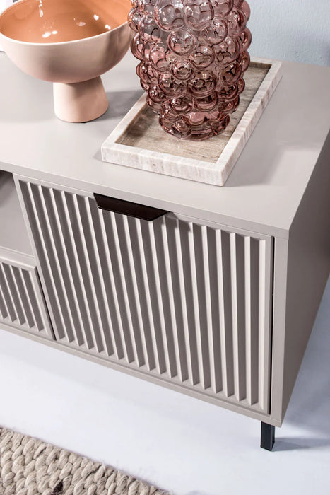 Stolik pod telewizor z ryflowanym frontem kaszmir Lexi K L-4 od góry