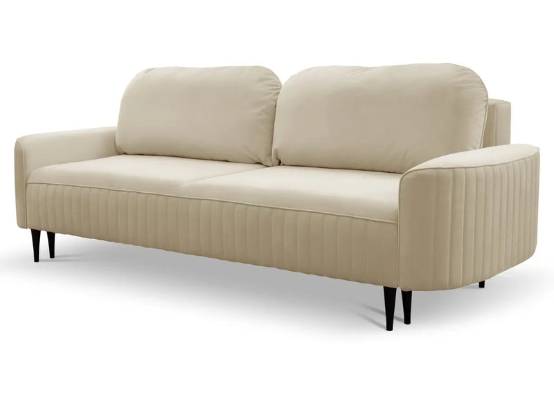 Kremowa sofa w modnej tkaninie velutto