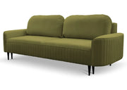 Oliwkowa sofa na nóżkach z możliwością rozłożenia