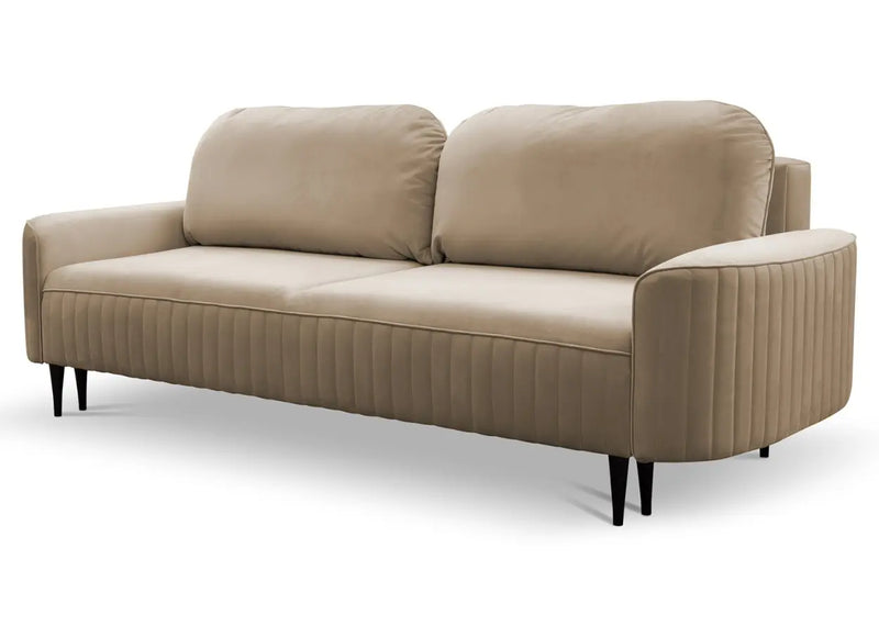 Beżowa sofa z funkcją spania na czarnych nóżkach!