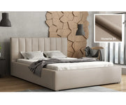 Beżowe łóżko z pojemnikiem