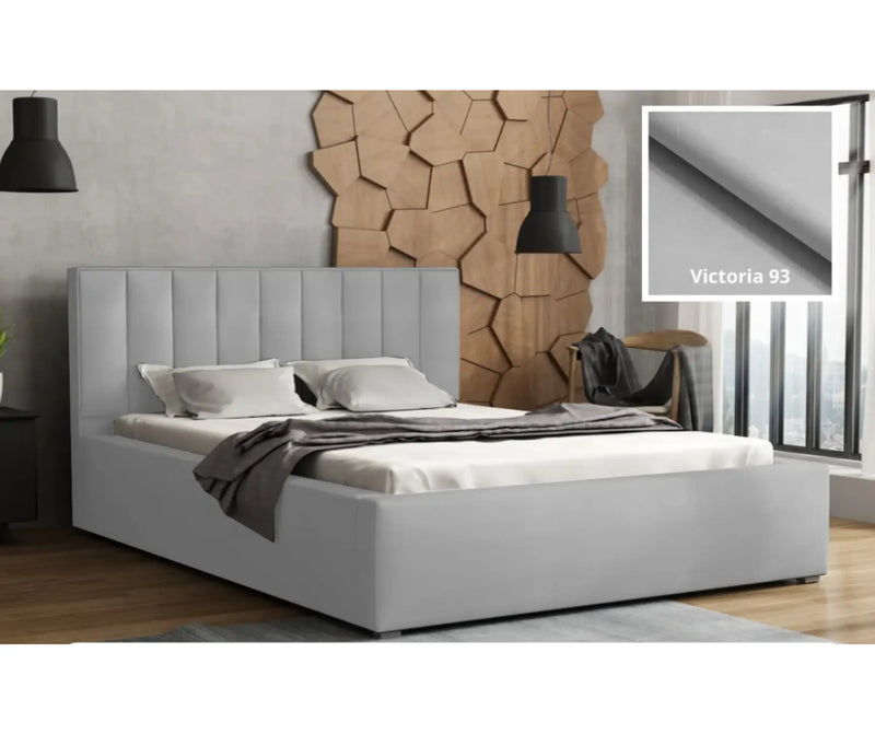 Jasno szare łózko z pojemnikiem