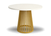 Okrągły stół Vivo z białym blatem i złota nogą