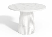 Okrągły stół biała noga jasny marmur blat Vivo