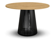 Stół okrągły Viero, blat craft złoty i czarna noga! Heydoo.pl