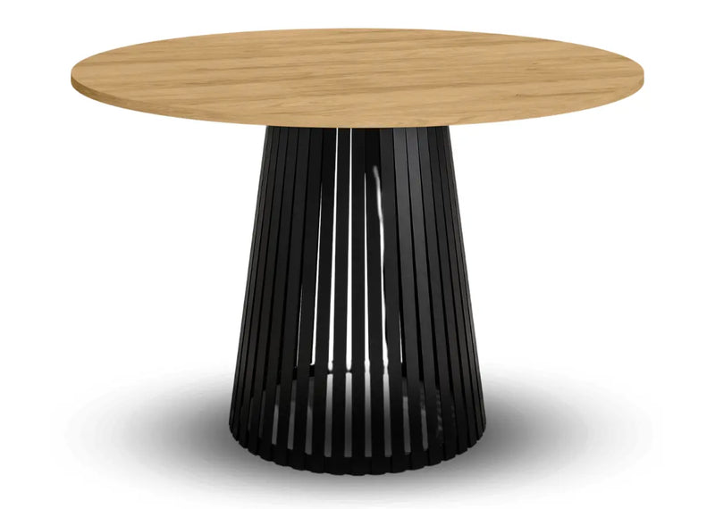 Stół okrągły Viero, blat craft złoty i czarna noga! Heydoo.pl