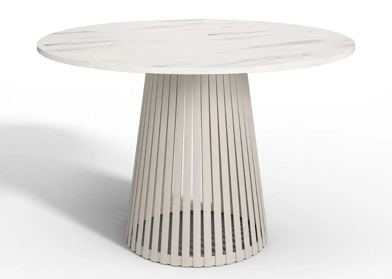 Stół okrągły Viero, jasny marmur blat i kaszmirowa noga! Heydoo.pl