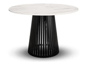 Stół okrągły Viero, jasny marmur blat i czarna noga! Heydoo.pl