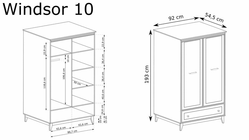 Szafa Windsor  10 kaszmir, wymiary. Heydoo.pl