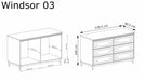 Komoda Windsor 03 kaszmir+dąb 135 cm z wymiarami. Heydoo.pl