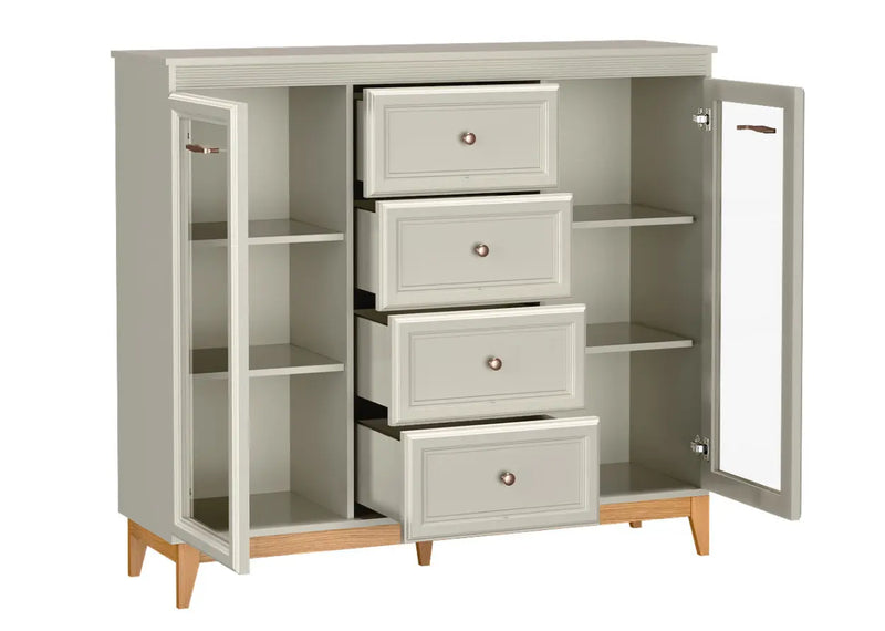 Witryna Windsor 07 kaszmir z otwartymi szufladami I Heydoo.pl