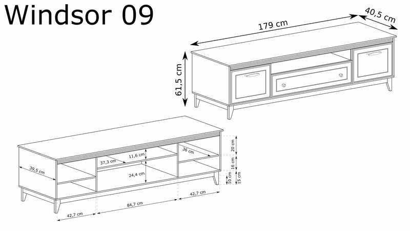 Szafka RTV Windsor 09 kaszmir z wymiarami. I Heydoo.pl
