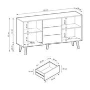 Schemat wymiarów komody Wild AC154 z szufladami, z podanymi dokładnymi wymiarami w centymetrach