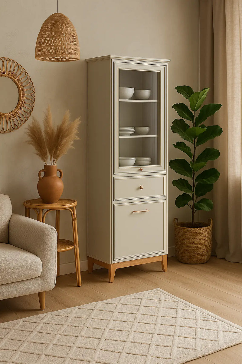 Witryna Windsor 06 kaszmir 55×40,5×193 cm w aranżacji. Heydoo.pl