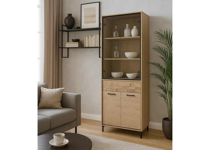 Wysoka witryna do salonu Mediolan M3