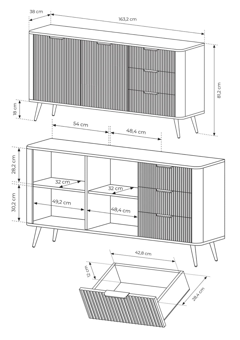 Wymiary komody Lisse Typ C