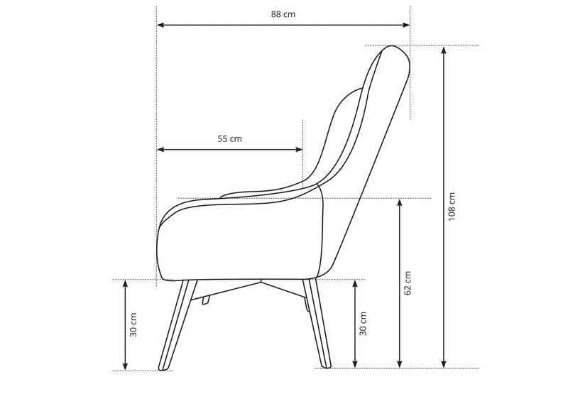 Wymiary fotela Etos Pik z boku