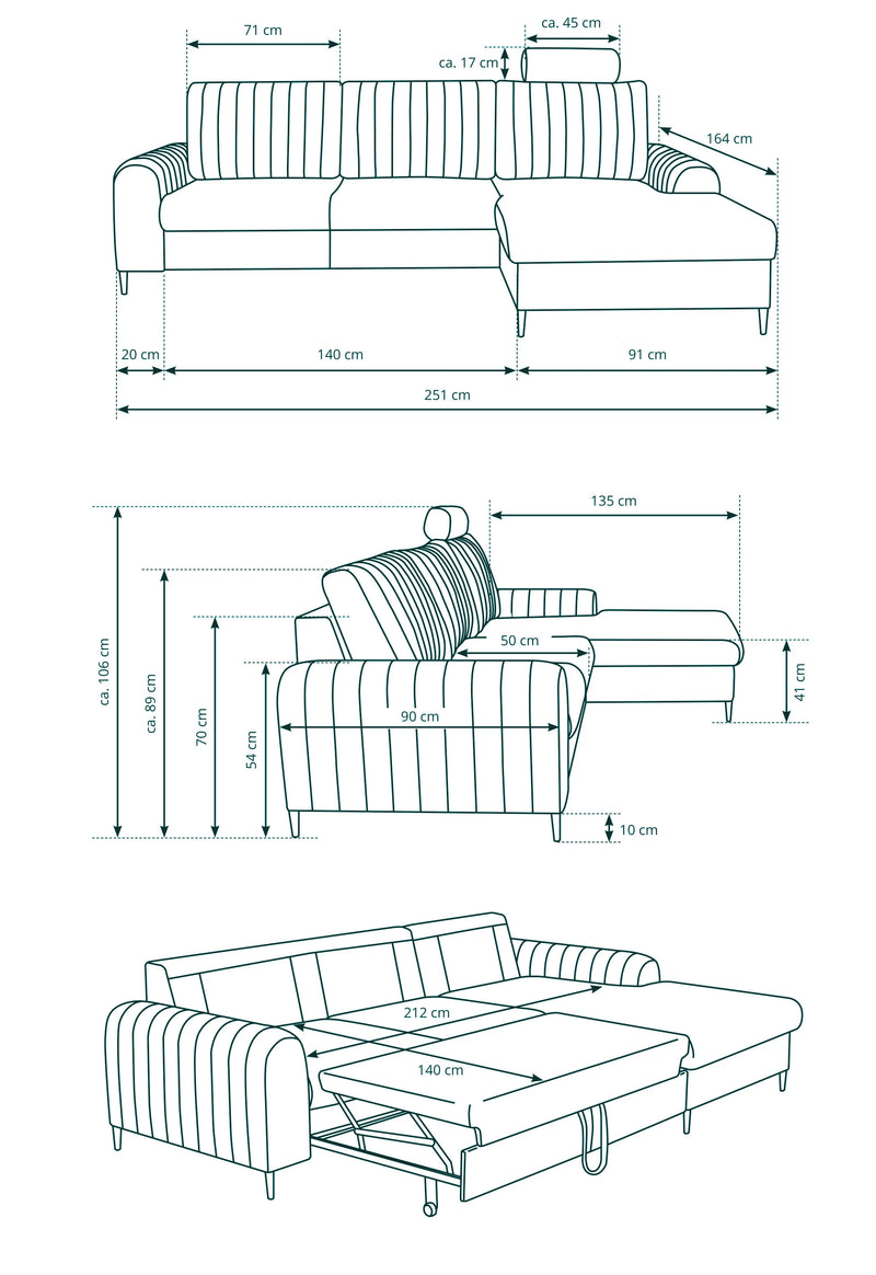 Wymiary narożnika Montis