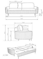 Bordowa sofa rozkładana Veran wymiary