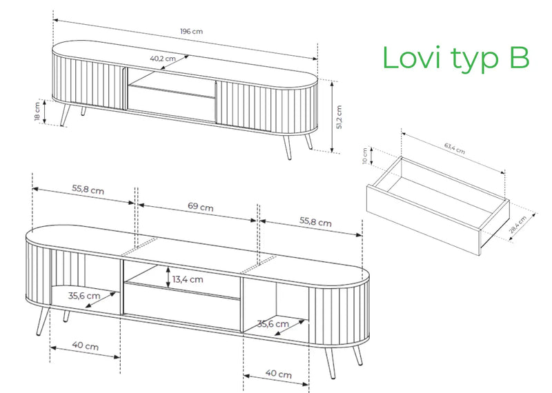 Pełne rozmiary stolika rtv Lovi