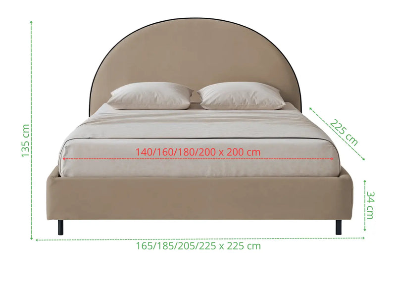 Łóżko tapicerowane Modi z wymiarami I Heydoo.pl