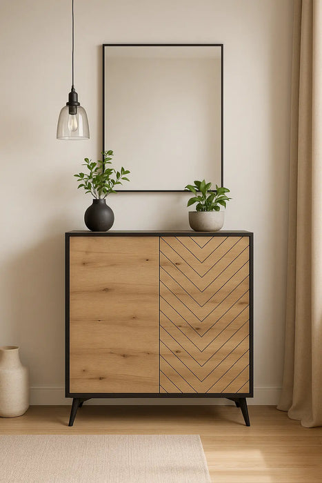 Wysoka komoda Diamond w modnym salonie