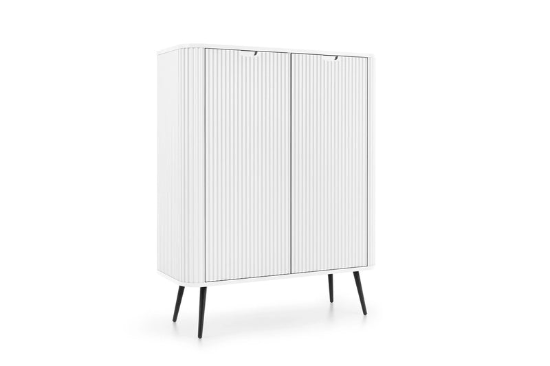  Komoda Zoja K.B103 w kolorze jasnym, widok pod kątem, z zaokrąglonymi narożnikami