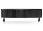 Elegancka czarna rtv z czarnymi nogami