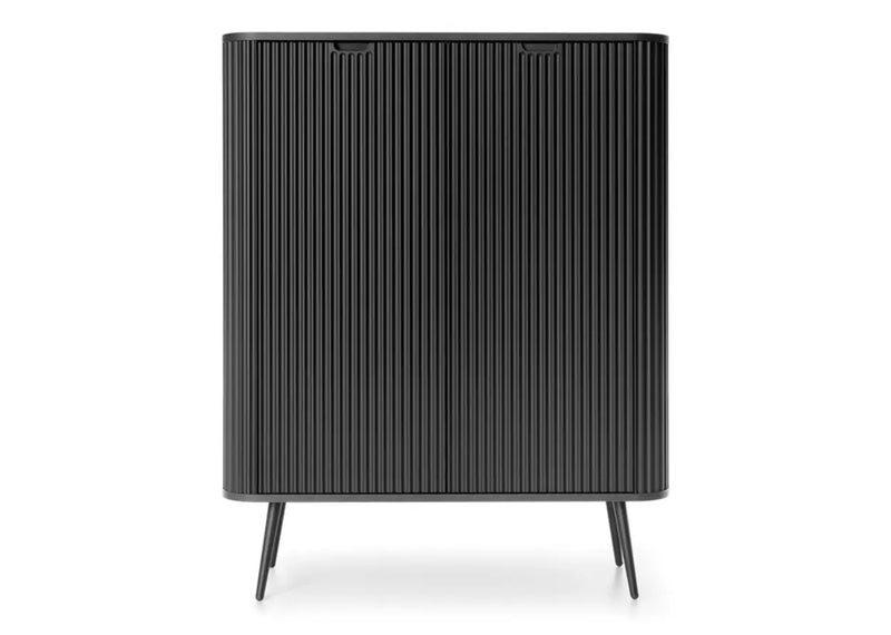 Elegancka, czarna komoda do nowoczesnych wnętrz