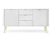 Komoda z ryflami i szufladami do nowoczesnych wnętrz.