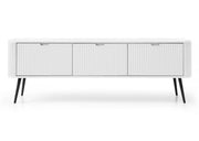 Biały stolik pod telewizor na czarnych nogach