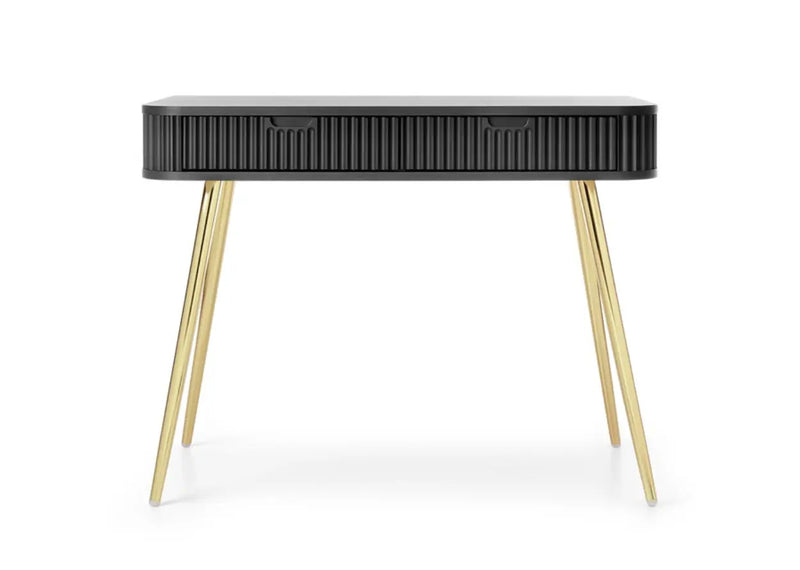 Czarna toaletka z ryflowanym frontem i szufladami!