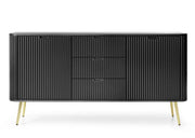 Nowoczesna komoda w czarnym kolorze na złotych nogach