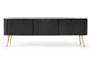 Czarny stolik rtv na telewizor  ze złotymi nogami