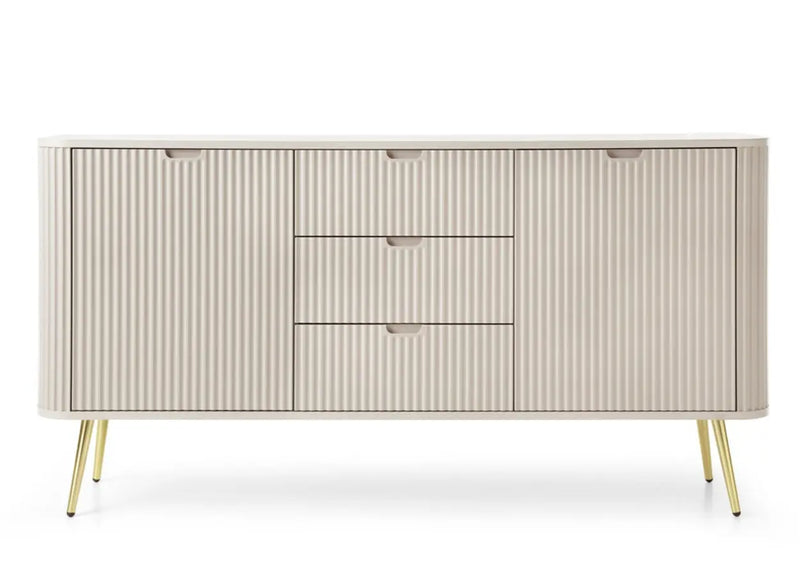 Kaszmirowa komoda w nowoczesnym stylu na złotych nóżkach