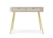 Beżowa toaletka z ryflami, na złotych nogach!