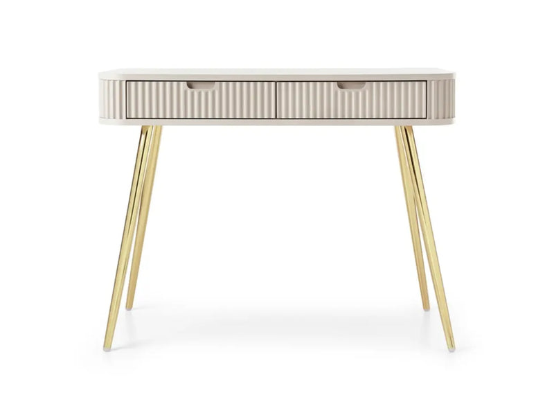 Beżowa toaletka z ryflami, na złotych nogach!